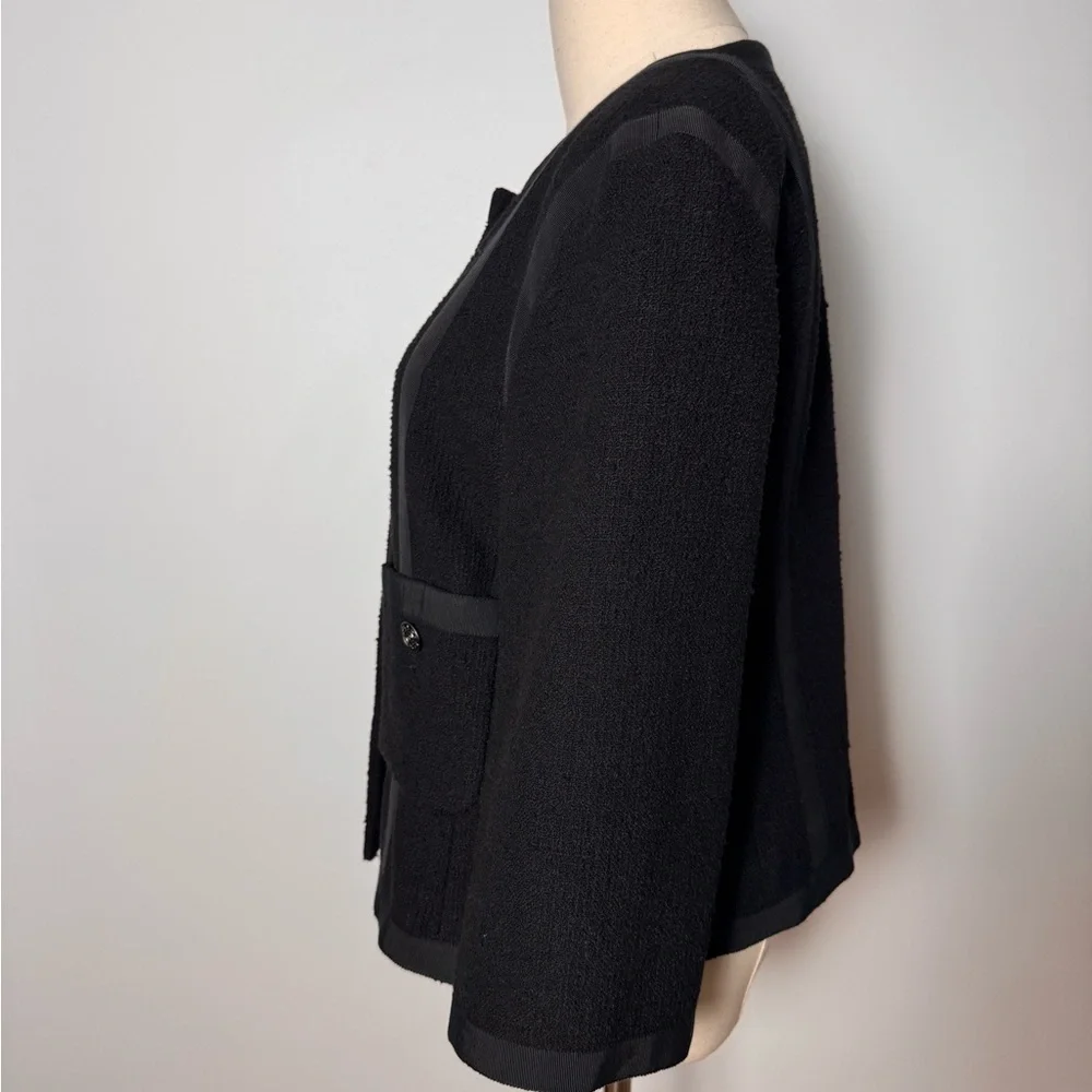 Chanel 2013 Black Cotton Tweed 3/4 Sleeve Jacket – Size 40